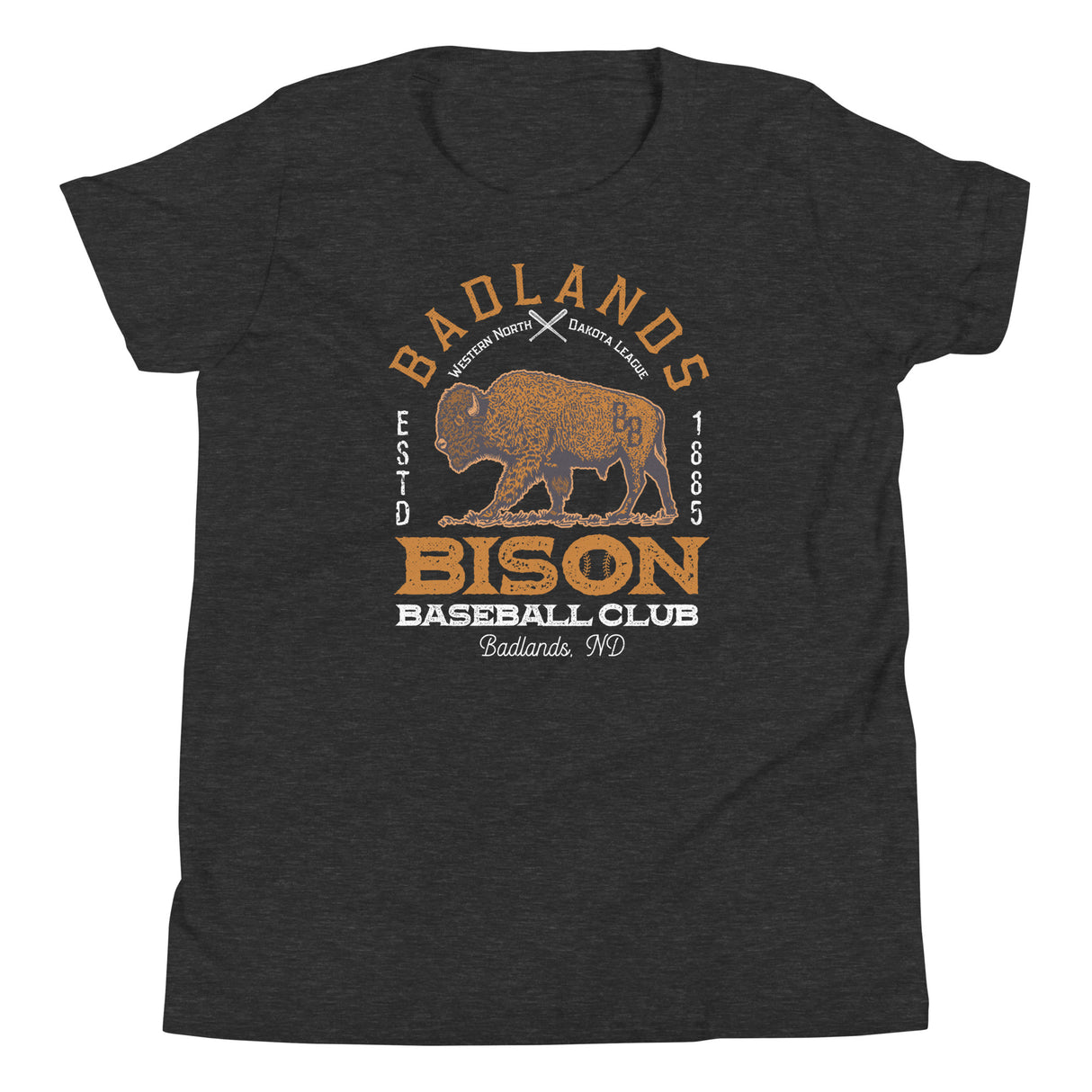 Badlands Bison Youth Mascot Shirt – Flat Lay