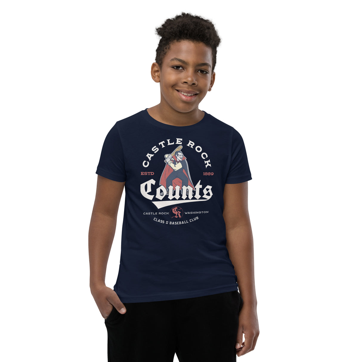 Boy in Castle Rock Counts mascot tee – Bella Canvas youth