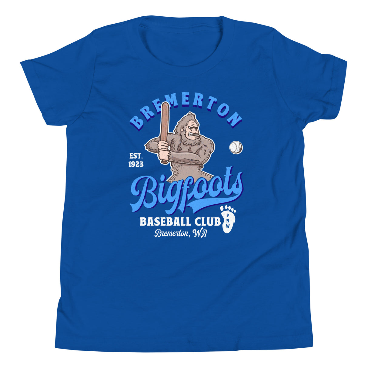 Bremerton Bigfoots Youth Mascot Shirt – Bella Canvas Flat Lay