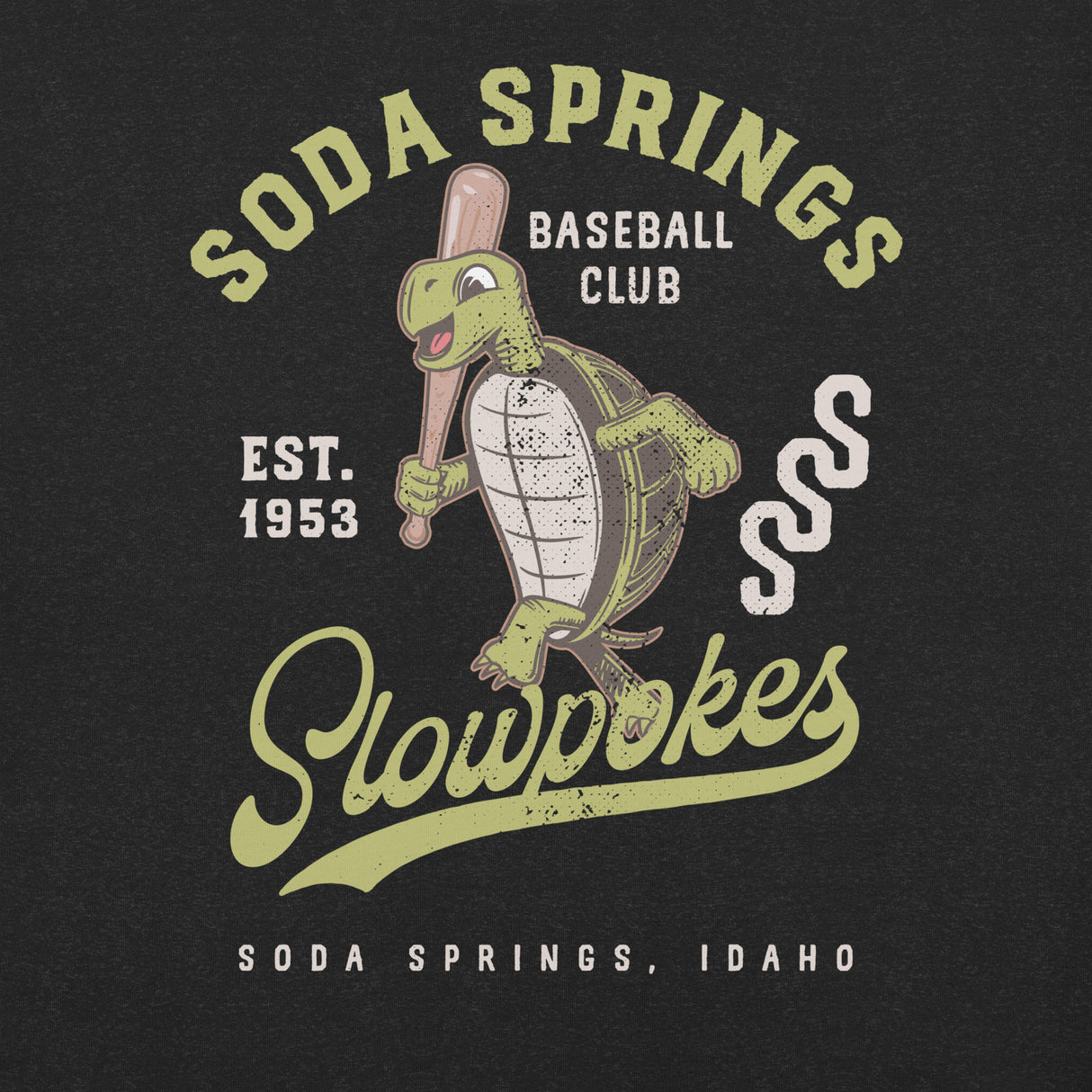 Vintage springs slow pokes mascot artwork – close-up design detail