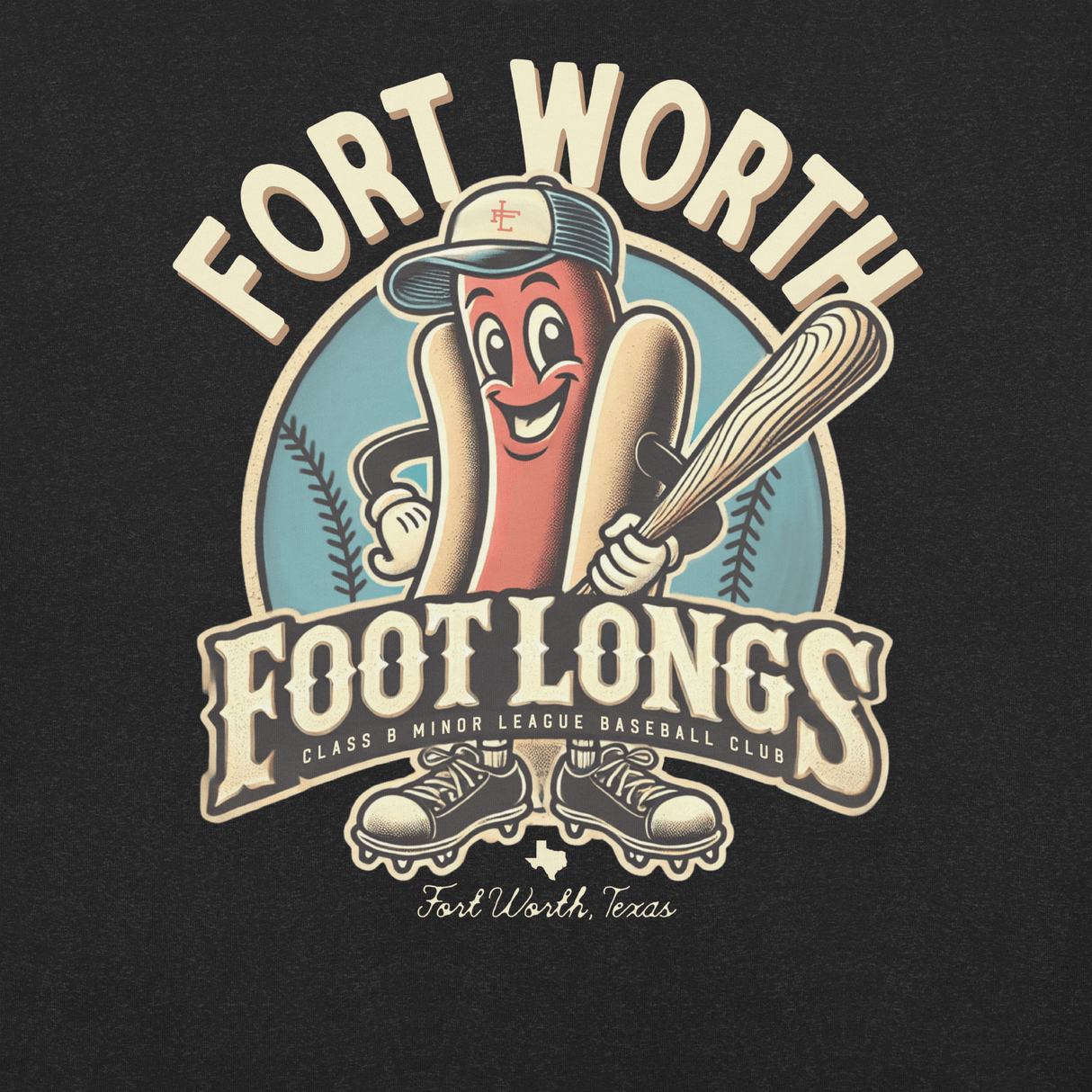 Vintage worth footlongs mascot artwork – close-up design detail