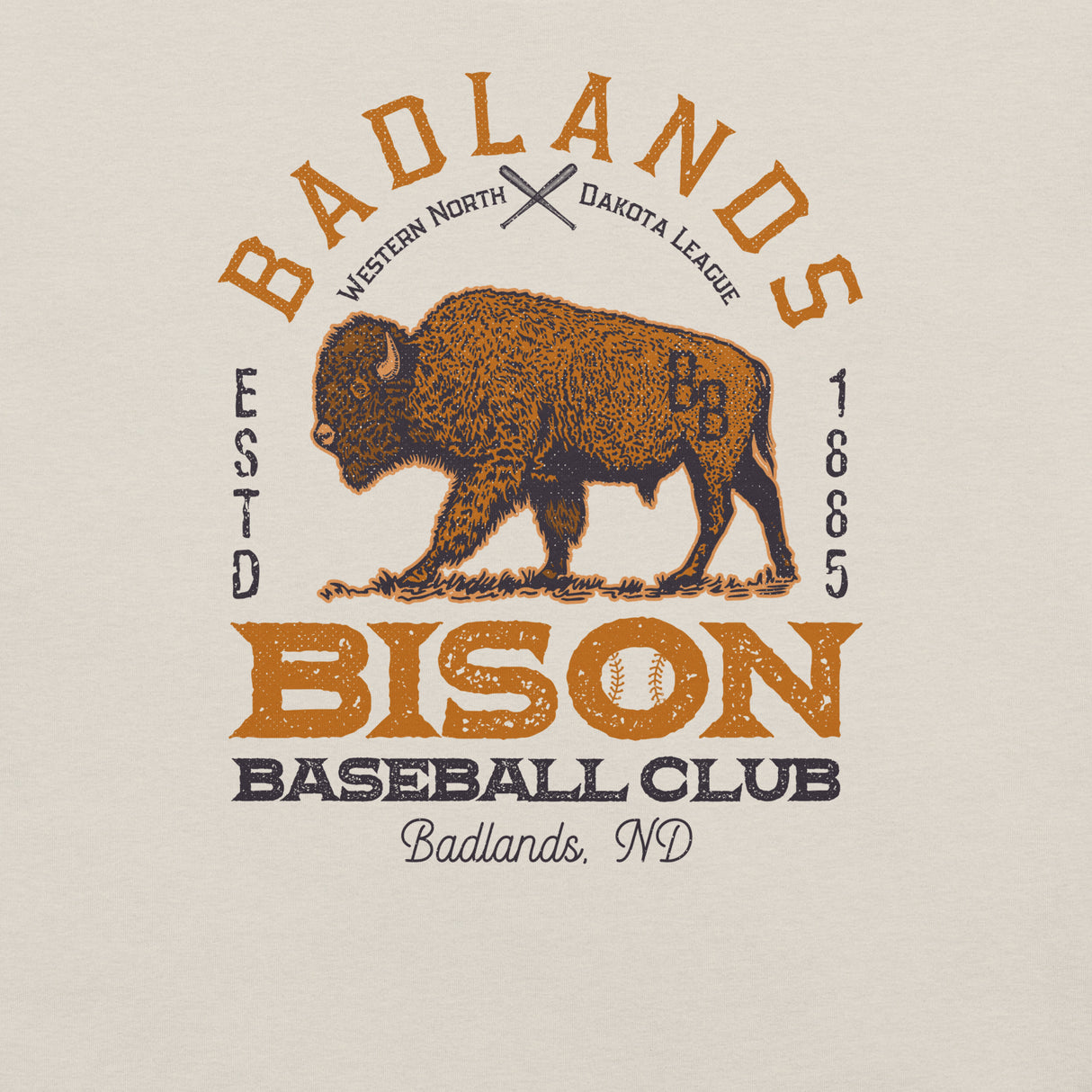 Vintage bison mascot artwork-close-up design detail