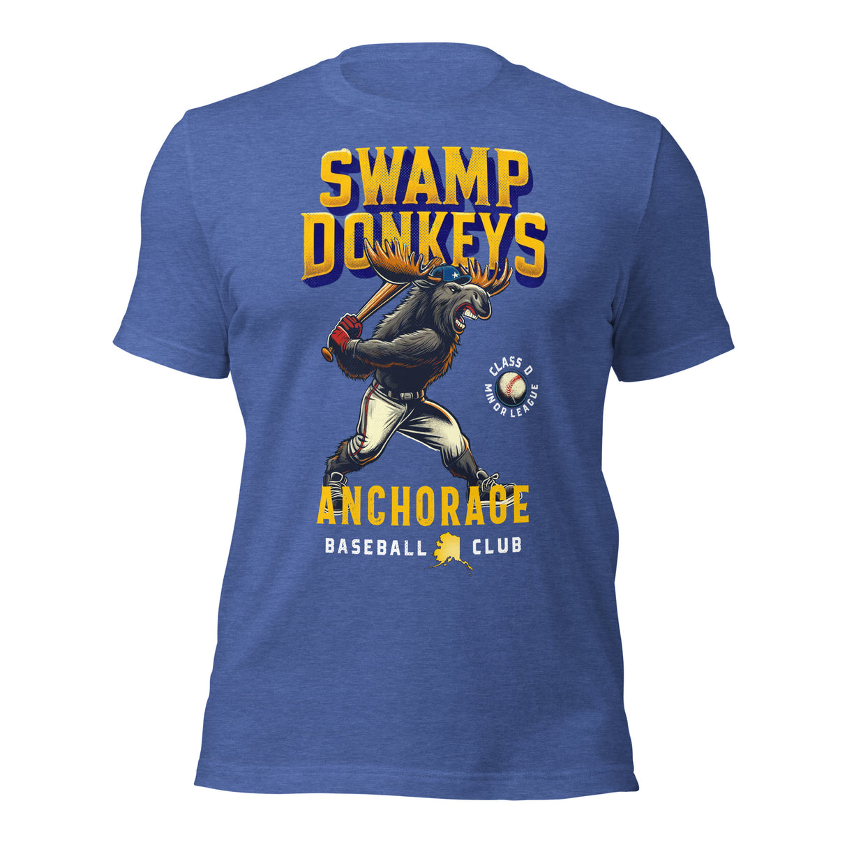 Anchorage Swamp Donkeys mascot t-shirt – moose baseball design