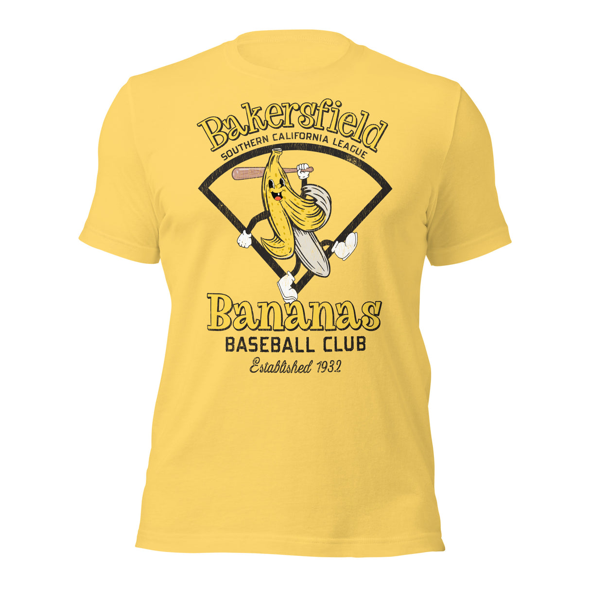 Banana baseball mascot tee – Bakersfield Bananas design