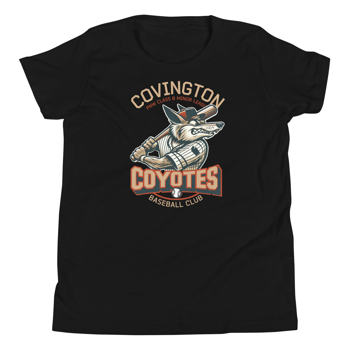 Covington Coyotes Retro Minor League Baseball Team-Youth T Shirt - outfieldoutlaws