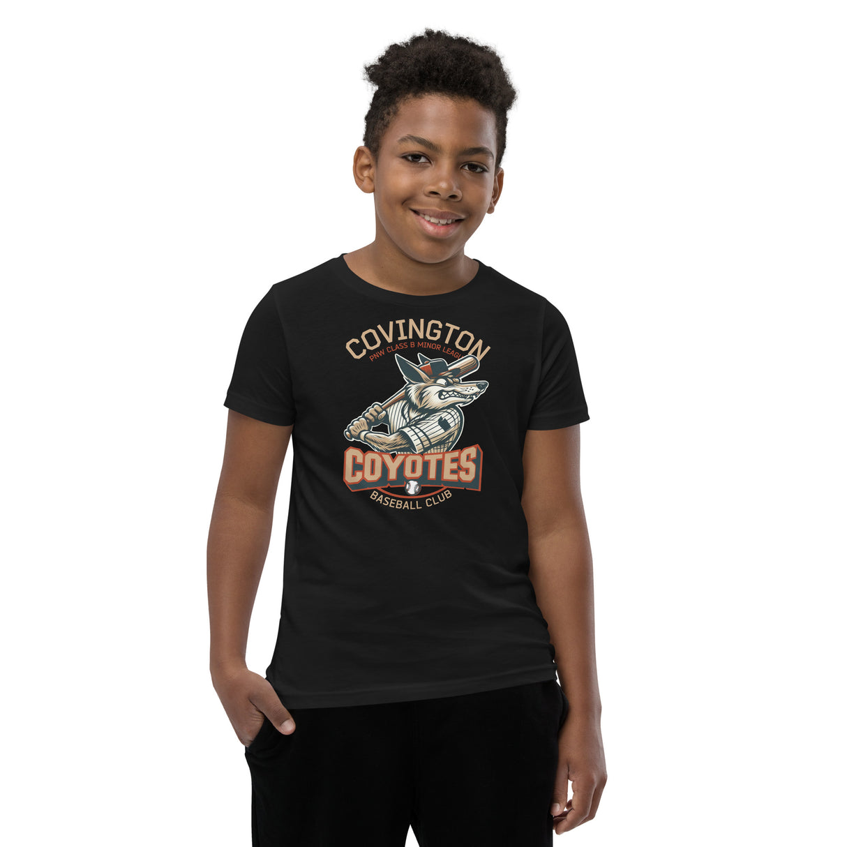 Covington Coyotes Retro Minor League Baseball Team-Youth T Shirt - outfieldoutlaws