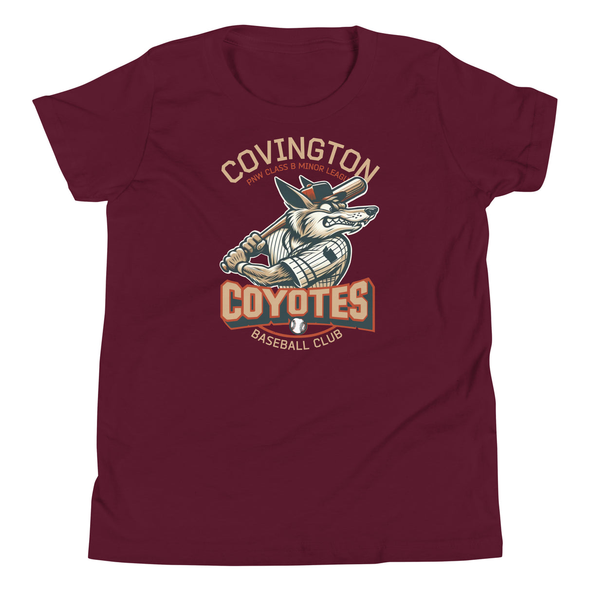 Covington Coyotes Retro Minor League Baseball Team-Youth T Shirt - outfieldoutlaws