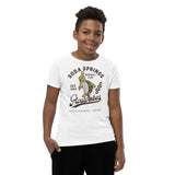 Boy wearing Soda Springs Slow Pokes youth mascot shirt

