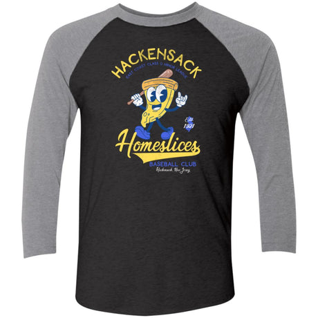 Hackensack Homeslices Retro Minor League Baseball Team-Tri-Blend 3/4 Sleeve Raglan T-Shirt