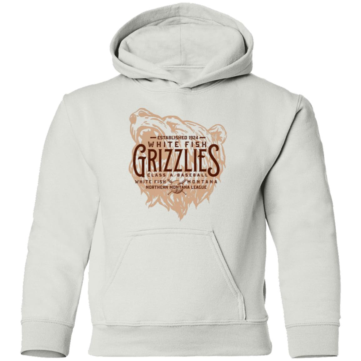 White Fish Grizzlies Retro Minor League Baseball Team-Youth Pullover Hoodie