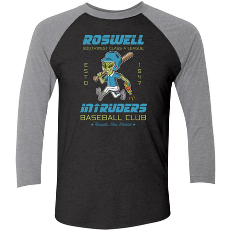 Roswell Intruders Retro Minor League Baseball Team-Tri-Blend 3/4 Sleeve Raglan T-Shirt