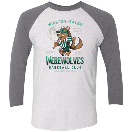 Winston-Salem Werewolves Retro Minor League Baseball Team-Tri-Blend 3/4 Sleeve Raglan T-Shirt