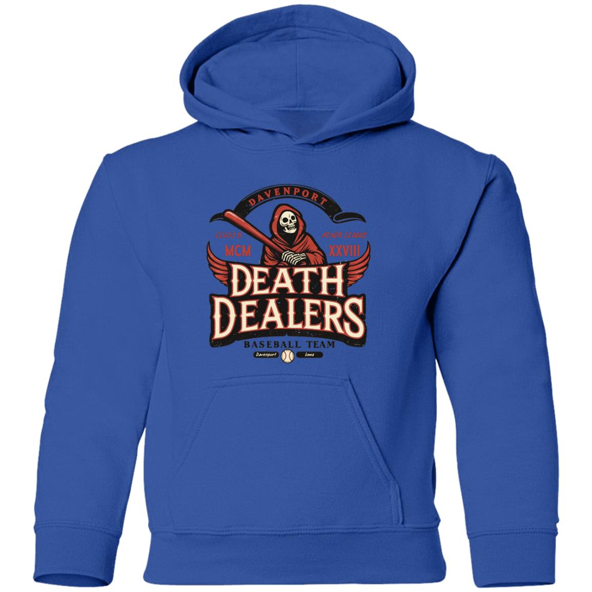 Davenport Death Dealers Retro Minor League Baseball Team-Youth Pullover Hoodie