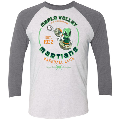 Maple Valley Martians Retro Minor League Baseball Team-Tri-Blend 3/4 Sleeve Raglan T-Shirt