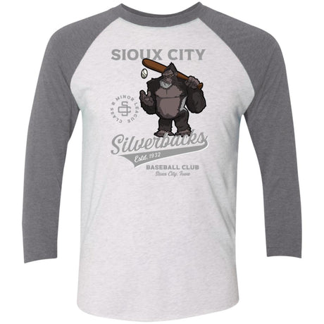 Sioux City Silverbacks Retro Minor League Baseball Team-Tri-Blend 3/4 Sleeve Raglan T-Shirt