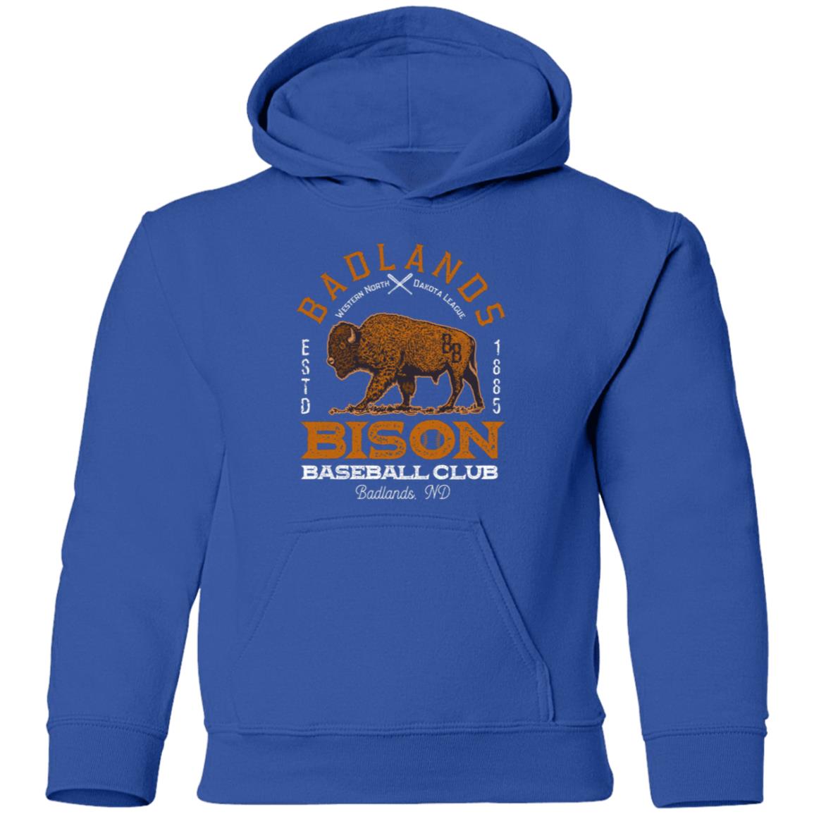 Badlands Bison Retro Minor League Baseball Team-Youth Pullover Hoodie