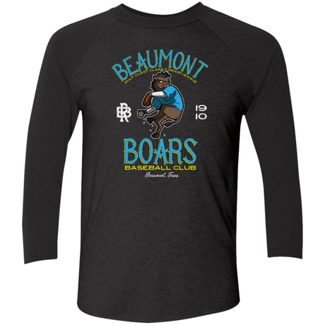 Beaumont Boars Retro Minor League Baseball Team-Tri-Blend 3/4 Sleeve Raglan T-Shirt
