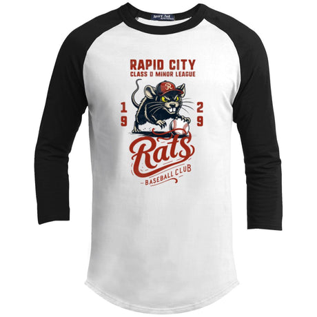 Rapid City Rats Retro Minor League Baseball Team-Youth 3/4 Raglan Sleeve Shirt