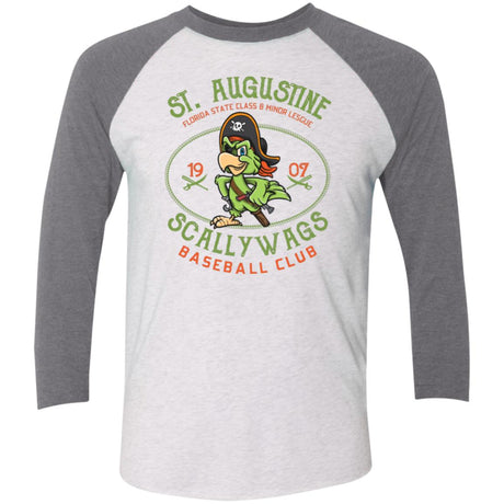 St. Augustine Scallywags Retro Minor League Baseball Team-Tri-Blend 3/4 Sleeve Raglan T-Shirt