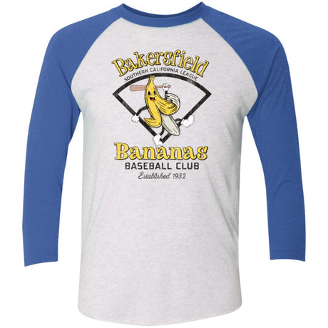 Bakersfield Bananas Retro Minor League Baseball Team-Tri-Blend 3/4 Sleeve Raglan T-Shirt