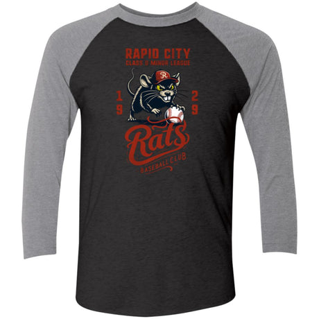 Rapid City Rats Retro Minor League Baseball Team-Tri-Blend 3/4 Sleeve Raglan T-Shirt