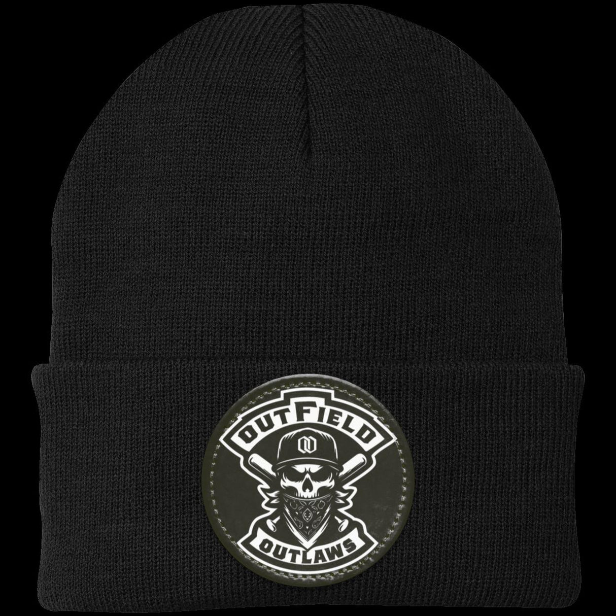 Outfield Outlaws Knit Cap Vegan Leather Patch