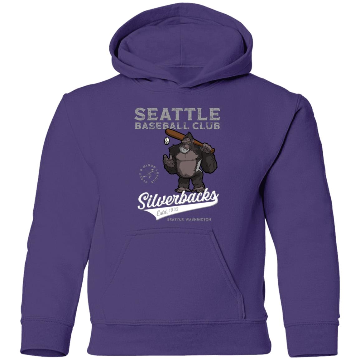 Seattle Silverbacks Retro Minor League Baseball Team Youth Pullover Hoodie