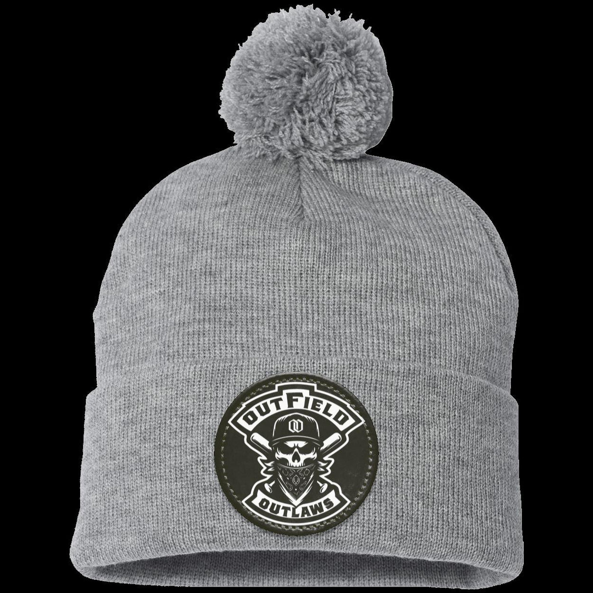 Outfield Outlaws Pom Pom Knit Cap Vegan Leather Patch