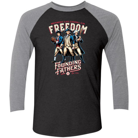 Freedom Founding Fathers Retro Minor League Baseball Team-Tri-Blend 3/4 Sleeve Raglan T-Shirt