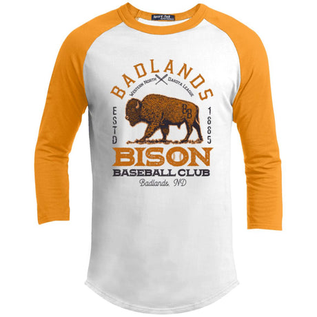 Badlands Bison Retro Minor League Baseball Team-Youth 3/4 Raglan Sleeve Shirt