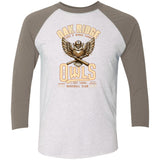 Oak Ridge Owls Retro Minor League Baseball Team  Tri-Blend 3/4 Sleeve Raglan T-Shirt - outfieldoutlaws