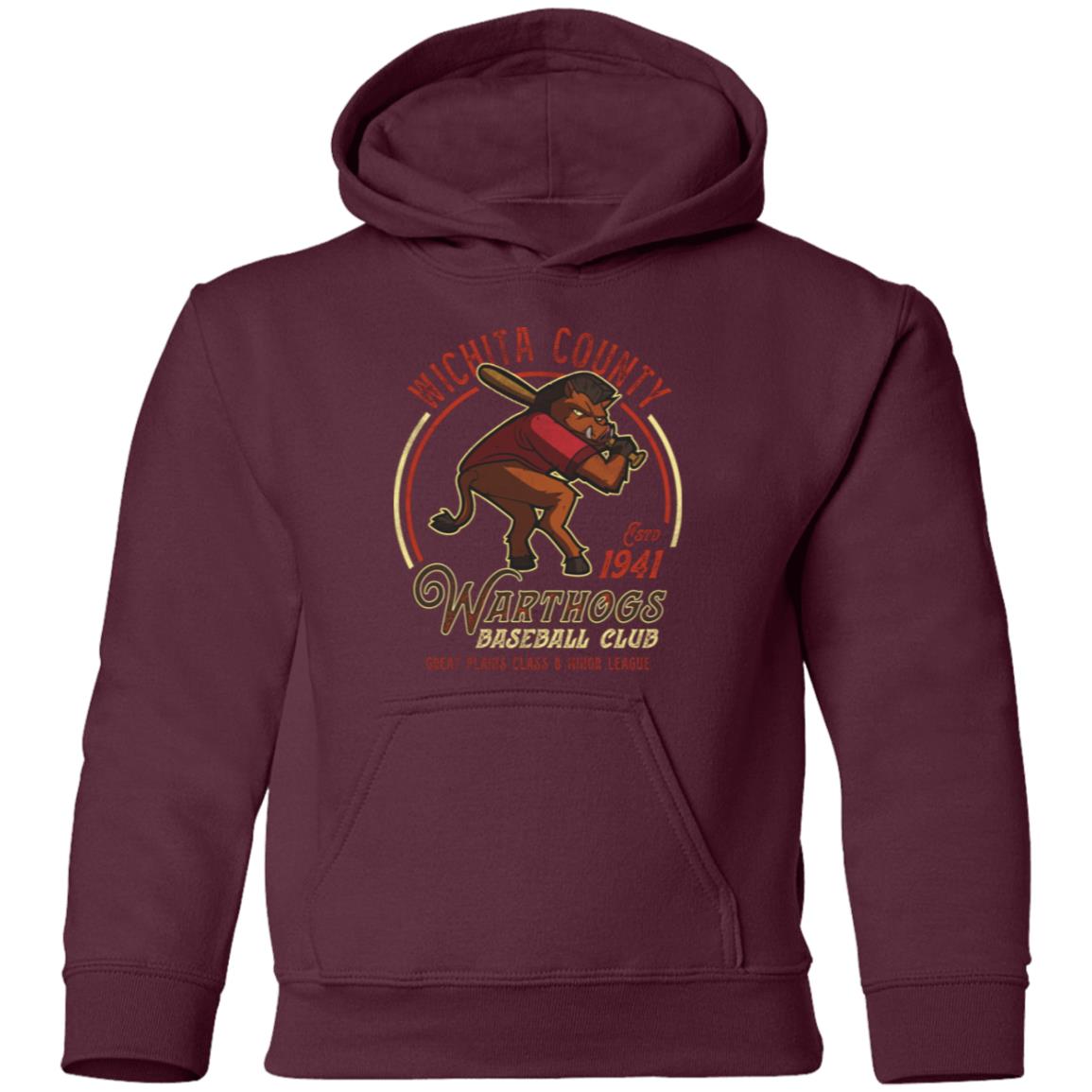 Wichita County Warthogs Retro Minor League Baseball Team-Youth Pullover Hoodie