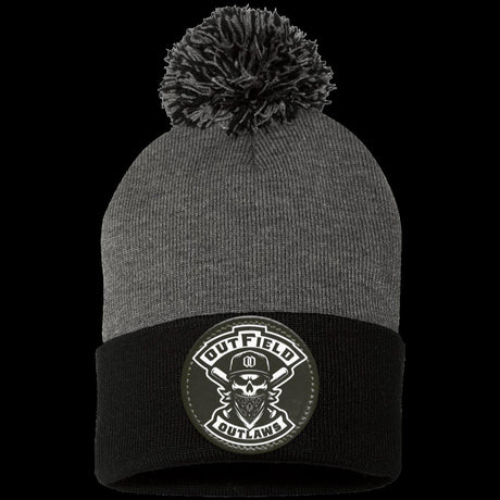 Outfield Outlaws Pom Pom Knit Cap Vegan Leather Patch