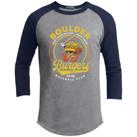 Boulder Burgers Retro Minor League Baseball Team-Youth 3/4 Raglan Sleeve Shirt