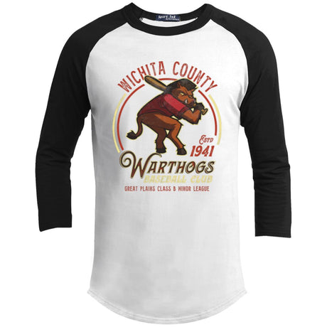 Wichita County Warthogs Retro Minor League Baseball Team-Youth 3/4 Raglan Sleeve Shirt