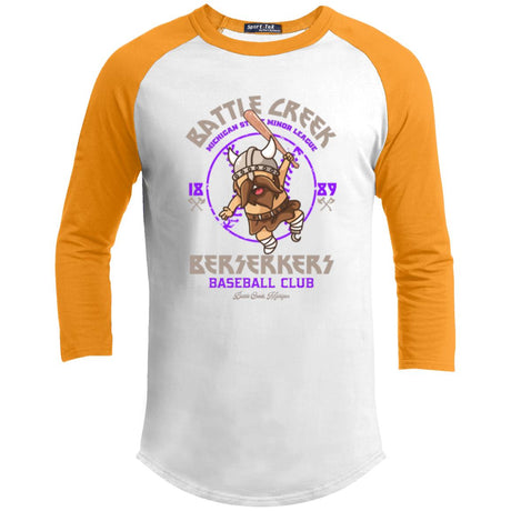Battle Creek Berserkers Retro Minor League Baseball Team-Youth 3/4 Raglan Sleeve Shirt