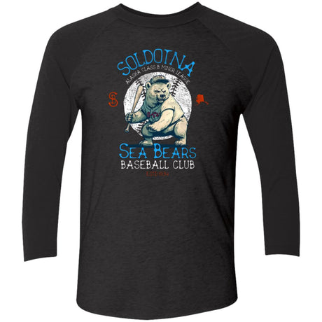 Soldotna Sea Bears Retro Minor League Baseball Team-Tri-Blend 3/4 Sleeve Raglan T-Shirt