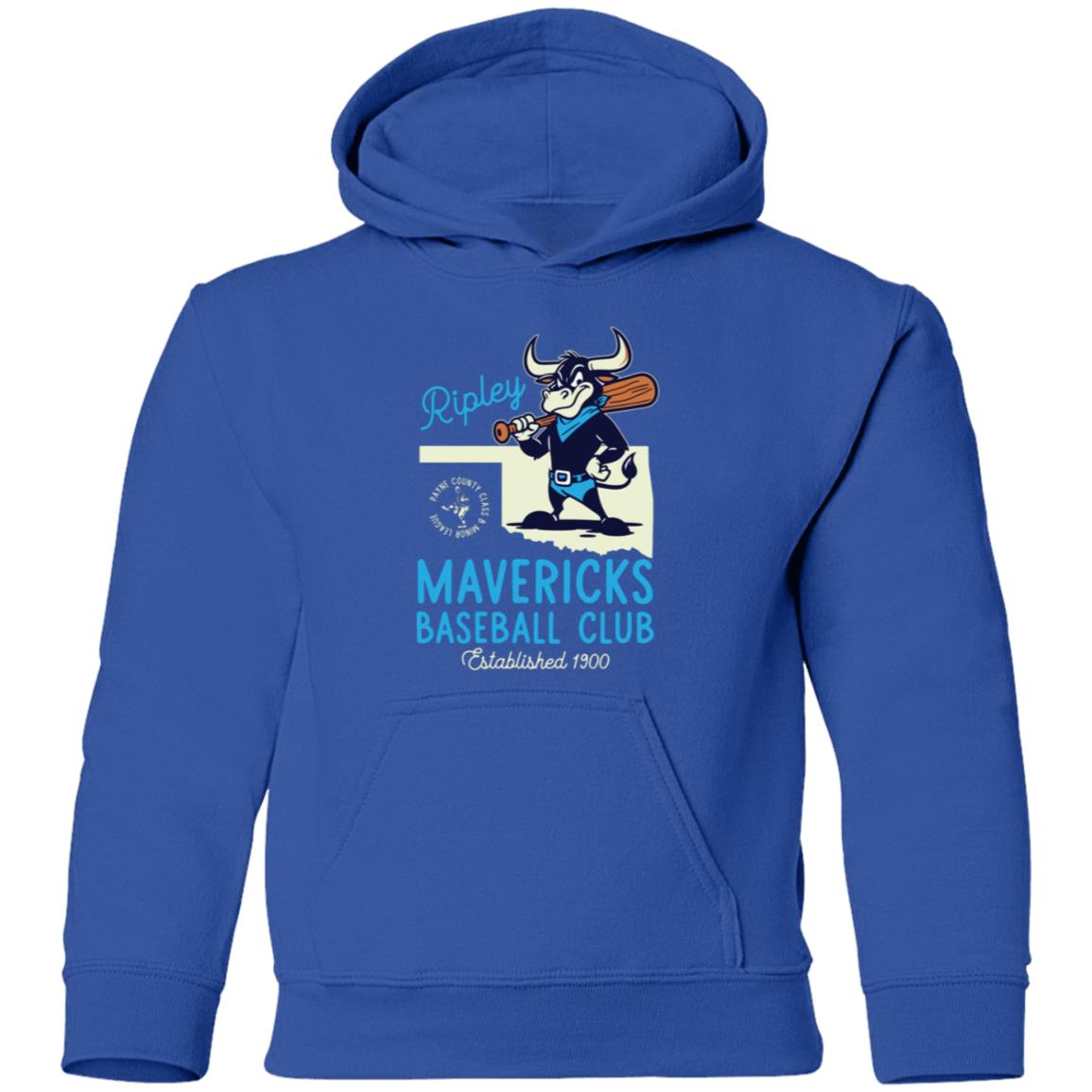 Ripley Mavericks Retro Minor League Baseball Team-Youth Pullover Hoodie