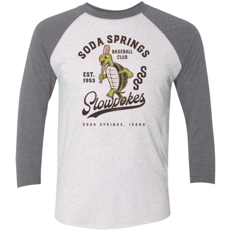 Soda Springs Slowpokes Retro Minor League Baseball Team-Tri-Blend 3/4 Sleeve Raglan T-Shirt
