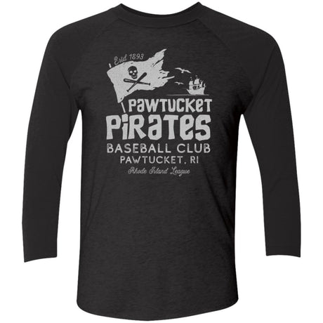 Pawtucket Pirates Retro Minor League Baseball Team-Tri-Blend 3/4 Sleeve Raglan T-Shirt