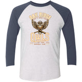 Oak Ridge Owls Retro Minor League Baseball Team  Tri-Blend 3/4 Sleeve Raglan T-Shirt - outfieldoutlaws