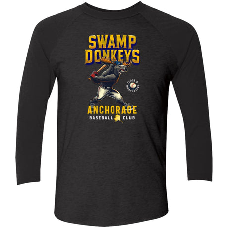 Anchorage Swamp Donkeys Retro Minor League Baseball Team-Tri-Blend 3/4 Sleeve Raglan T-Shirt