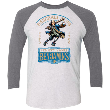 Pennsylvania Benjamins Retro Minor League Baseball Team-Tri-Blend 3/4 Sleeve Raglan T-Shirt