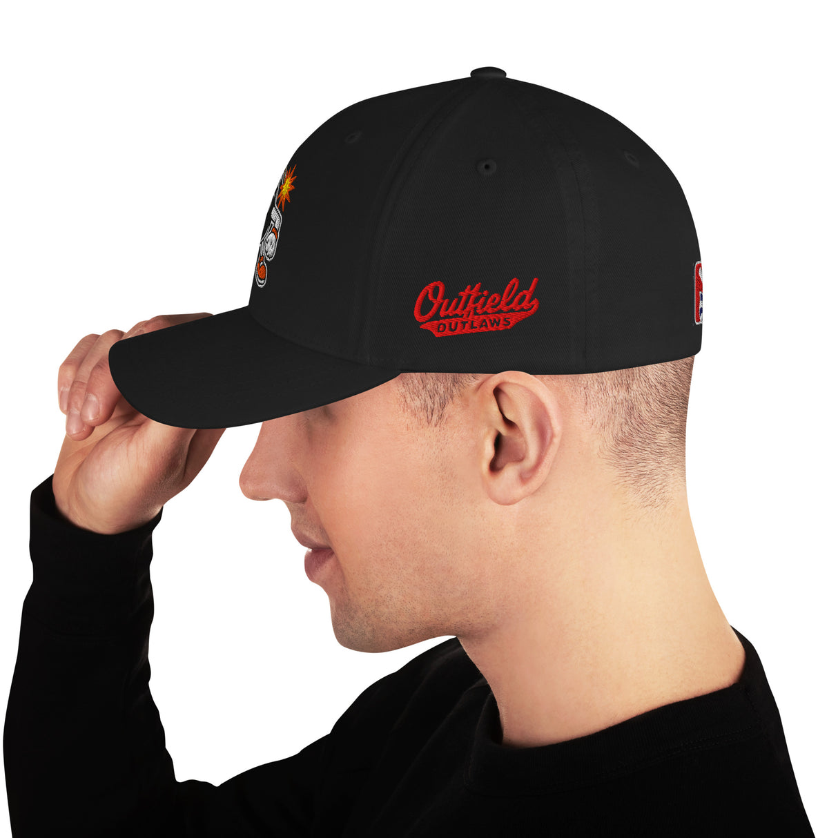 Side profile of Brookhaven Bangers hat showing league embroidery