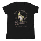 Soda Springs Slow Pokes Youth Shirt – Black Bella Canvas Flat Lay