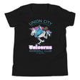 Union City Unicorns Youth Black T-Shirt – Magical Mascot Flat Lay