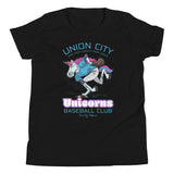 Union City Unicorns Youth Black T-Shirt – Magical Mascot Flat Lay