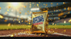 video of gold confetti falling down onto a gold pack of Outfield Outlaws, Shirts On Deck baseball cards.