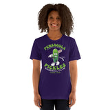 Female model wearing Pensacola Pickles baseball shirt – unisex retro fit for fans