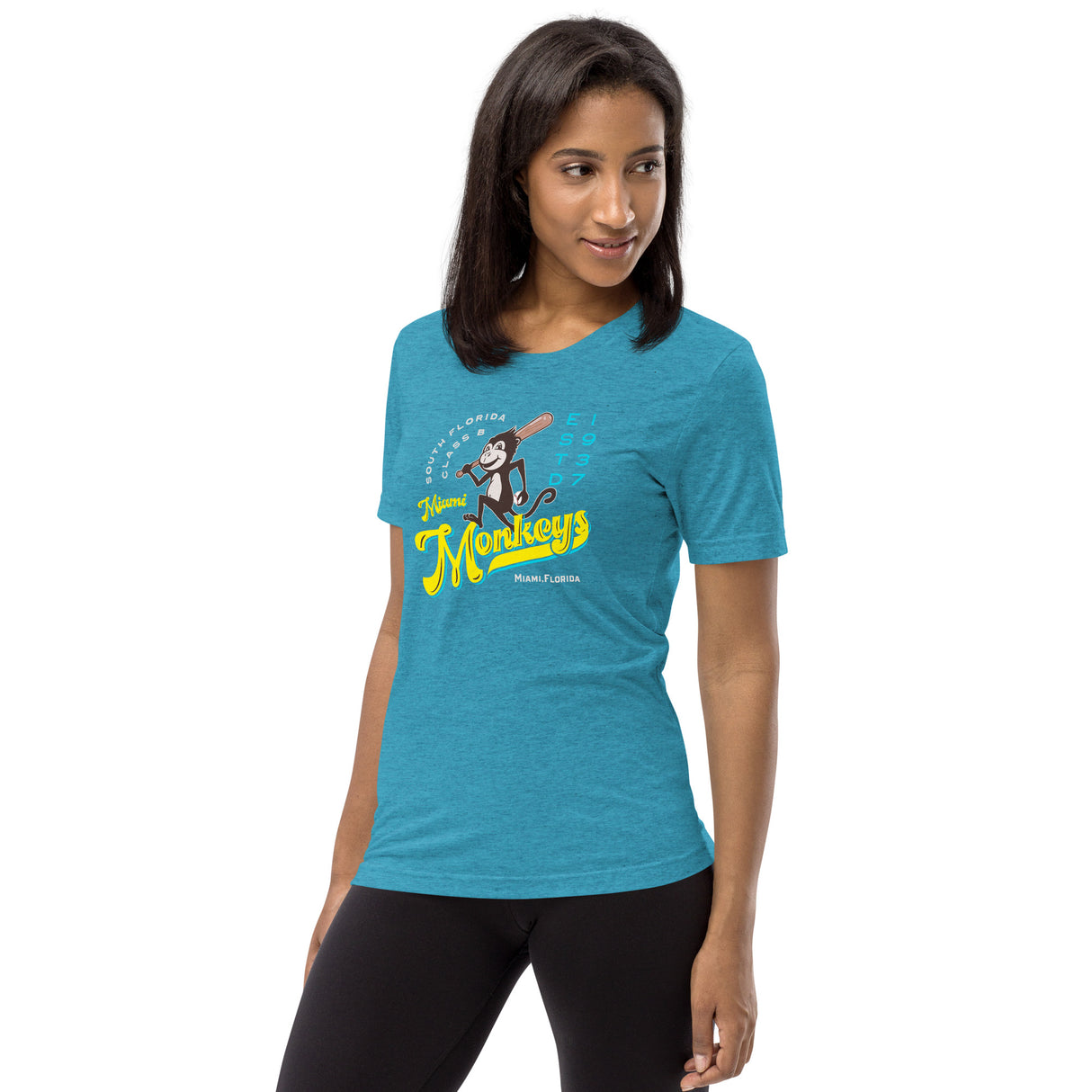 Miami Monkeys Retro Minor League Baseball Team-Tri-Blend Shirt - outfieldoutlaws